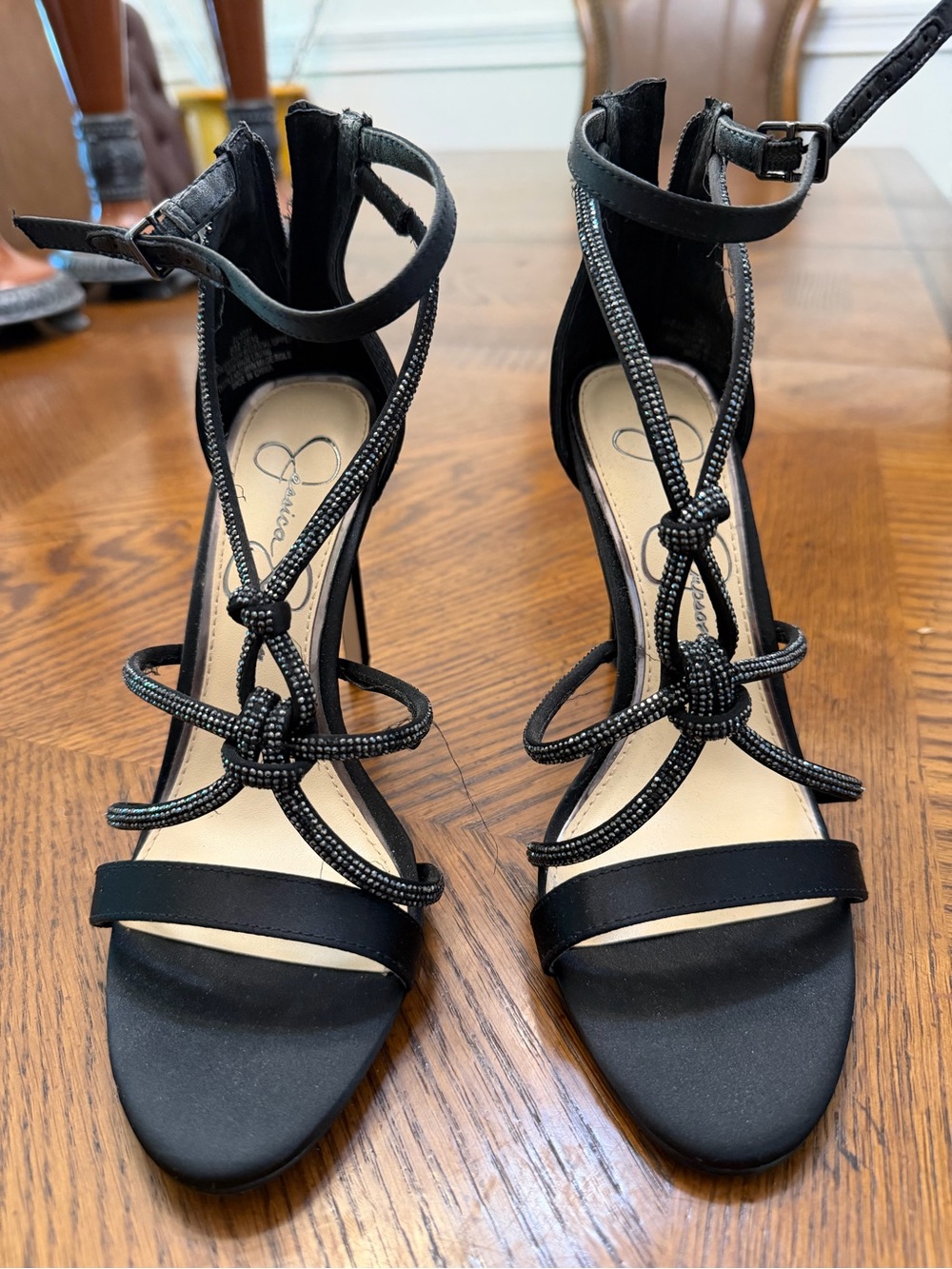 Jessica Simpson Black Knotted Strappy Stiletto Sandals